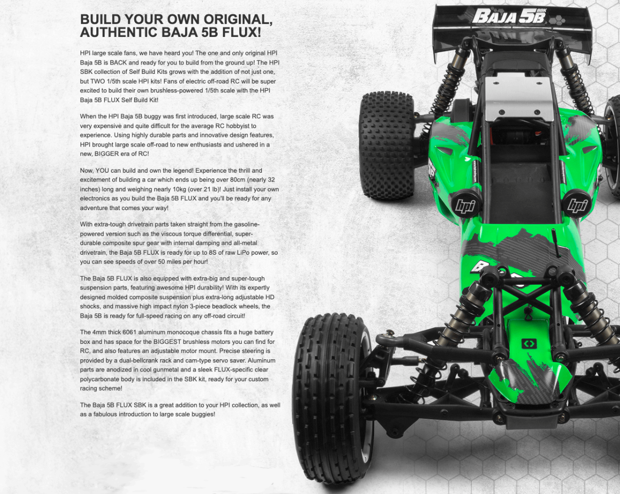 HPI Racing Baja 5B Flux SBK - Fjernstyret Bil Benzin